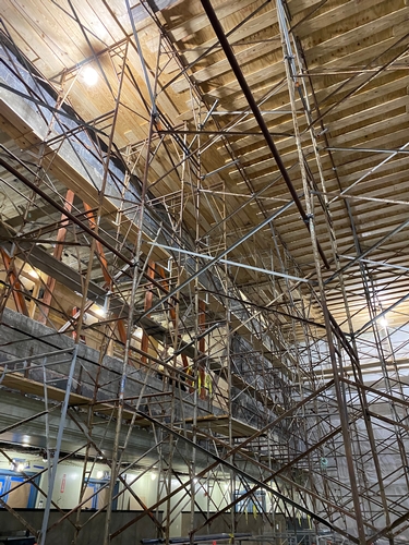 The extensive scaffolding was erected over the course of 3 days by 2 shifts working day and night